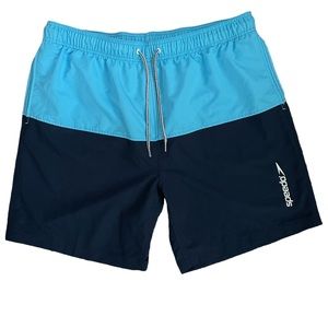 NWOT Speedo XXL Swim Bathing Suit Shorts Trunks Men Blue Drawstring Elastic EUC
